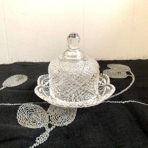 Vintage Clear Glass Round Butter Dish - Covered Cheese Dish - Avon Brand Dome