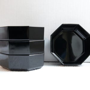 Vintage soup bowls, Octime Arcoroc Luminarc, in black onyx glass - from France