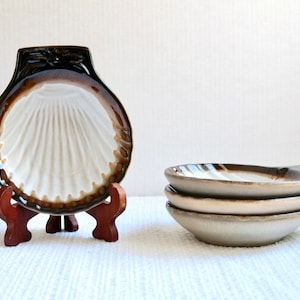 Juego de 4 platos vintage con forma de concha - Cerámica Beauce - Philippe Lambert - Años 70