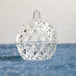 Vintage round glass box, chic candy box, clear glass trinket box