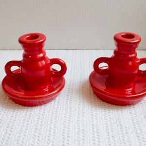 Vintage ceramic candle holders with handles - set of 2