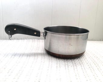 リビアウェア銅底鍋、ヴィンテージ調理器具、1801年製銅張り、ストック