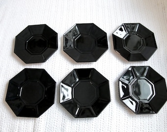 Platos y platillos vintage Octime Arcoroc Luminarc en vidrio negro, de Francia