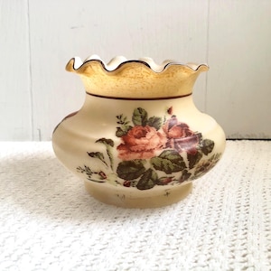 Vintage milk glass lampshade with scalloped edge and flower pattern