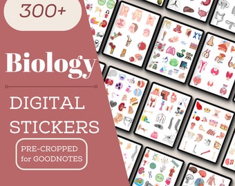 300+ Biology Anatomy Digital Stickers, Hand-Drawn Science Illustrations, GoodNotes PNG, Digital Download
