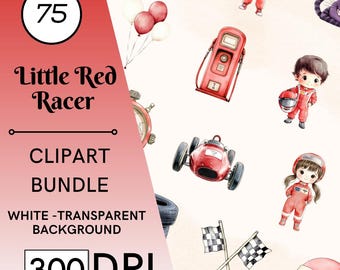 75 Watercolor Race Car Clipart, Vintage Racing, Fast One Birthday, Commercial Use, Nursery, Sports