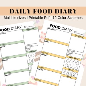 Daily Food Diary Printable, A4 A5 Printable Daily Food Journal ...