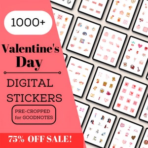 Peut inclure: Un pack de stickers numériques pour Goodnotes avec plus de 1000 stickers sur le thème de la Saint-Valentin. Les stickers sont pré-découpés et disponibles dans une variété de designs, notamment des cœurs, des ours en peluche et des phrases romantiques.
