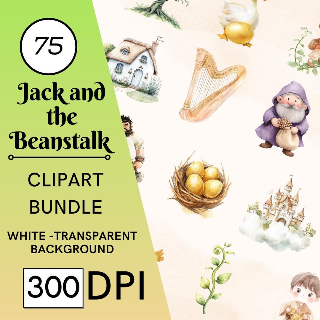 75 Watercolor Jack and the Beanstalk Clipart, Fairytale Nursery Decor ...