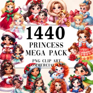 MegaPack de 1440 imágenes prediseñadas de princesas bebés, acuarela de imágenes prediseñadas de princesas bebés, imágenes prediseñadas de cuentos de hadas de fantasía, para uso comercial y descarga digital.