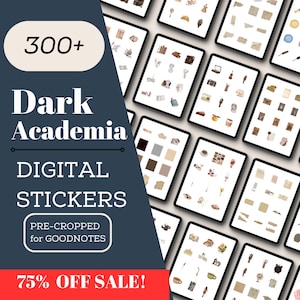 Juego de más de 300 pegatinas digitales para tableros de estado de ánimo de Dark Academia, pegatinas de GoodNotes, widgets de planificador, pegatinas para planificadores de iPad y pegatinas para tableros de estado de ánimo