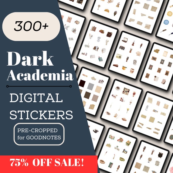 300 Dark Academia Digital Stickers, Mood Board Illustrations for GoodNotes, PNG, Digital Download