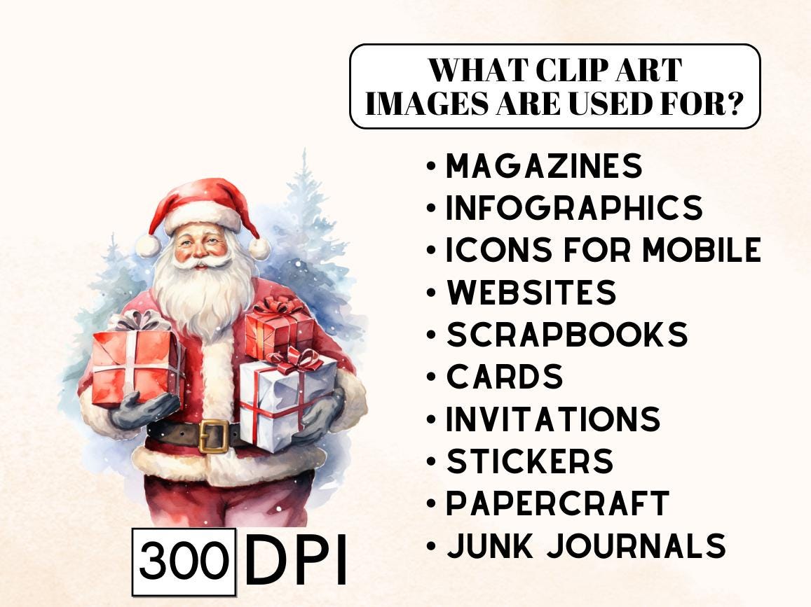 50 Watercolor Santa Claus Clipart Bundle, PNG Christmas Graphics ...