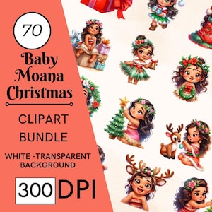 70 Baby Prinzessin Moana Clipart, Weihnachtsprinzessin Moana Clipart, Weihnachtscliparts, Fantasy Märchen Prinzessin Clipart, Weihnachten PNG