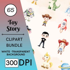 65 lindas imágenes prediseñadas de Toy Story, acuarela de Toy Story, Woody, Buzz Lightyear, Lotso, Jessie, Bo Peep, Los extraterrestres, imágenes prediseñadas de guardería de los Hombrecitos Verdes