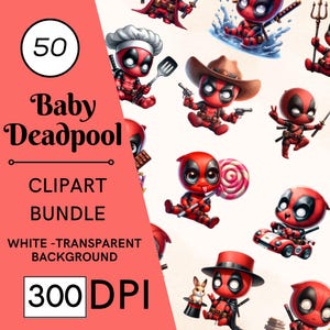 50 Aquarell Toten Superhelden Clipart Set - 300 DPI, hochauflösend, transparenter Hintergrund, digitaler Download Perfekt für DIY Geschenke & Kunsthandwerk