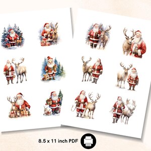 50 Watercolor Santa & Reindeer Clipart, Holiday PNG Images, Digital ...