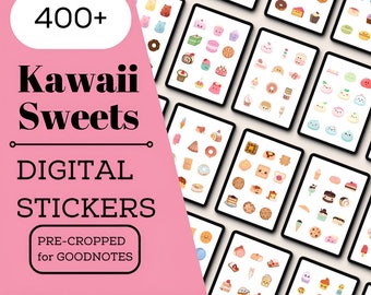 Kawaii Süßigkeiten Aufkleber, Dessert Clipart für GoodNotes (Digitaler Download)