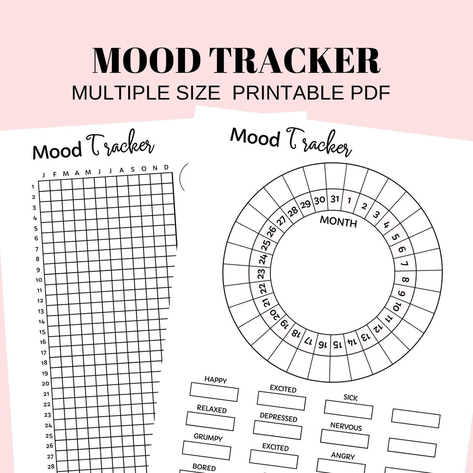 Mood Tracker Printable Yearly Monthly Mood Planner Circular Mood Chart ...