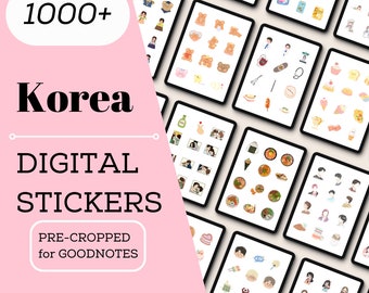 Korean Digital Stickers, 1000+ K-Drama Doodles for Goodnotes (PNG, PDF)