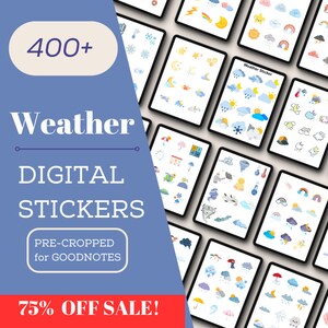400+ Weather Digital Stickers, Planner & Journal PNG, Goodnotes, Digital Download, Nursery