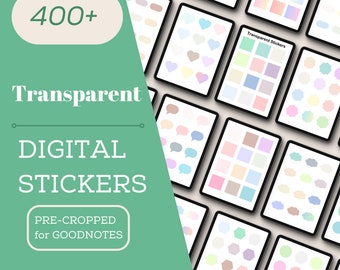 480 Transparent Digital Planner Stickers, Goodnotes Student Sticky Notes, PNG