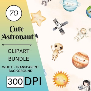 70 cliparts astronaute mignon - clipart espace - clipart anniversaire garçon - clipart OVNI - clipart Alien - planètes mignonnes - licence commerciale incluse