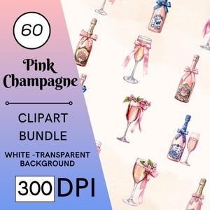 60 Pink Champagne Clipart Champagne Glasses PNG Watercolor Party Birthday Celebrations Clipart Drinks Cocktails Glasses For Commercial Use
