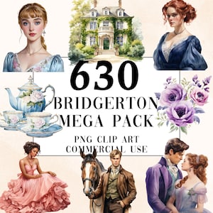 630 Bridgerton-clipart-megapack, transparante png-bestanden van hoge kwaliteit, direct downloaden, commercieel gebruik - Elegant Lady-afdrukken, kunstwerken uit het Regency-tijdperk