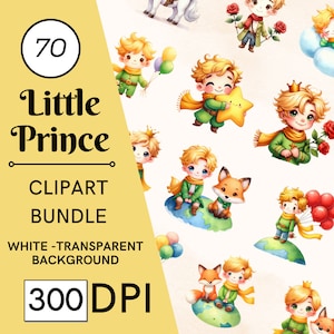 70 Little Prince Clipart Aquarell, Little Prince png, Cute Illustrationen, Kids Party Themed Prince, El principito, Prince-Thema