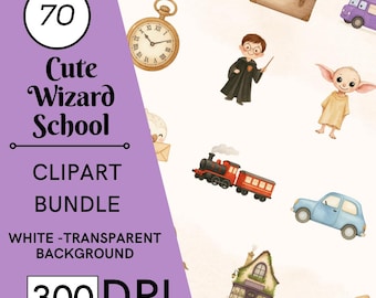 70 Wizard School Watercolor Clipart, Nursery Decor, Commercial Use, Digital Download