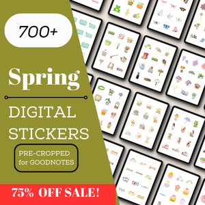 720 Spring Digital Stickers, Pre-cropped GoodNotes Stickers, PNG
