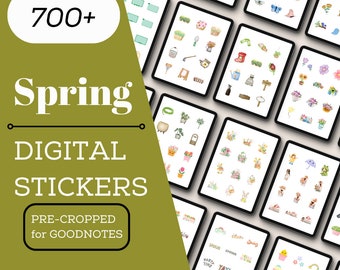 720 Frühling Digitale Aufkleber, vorgeschnittene GoodNotes Aufkleber, PNG