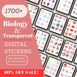 1700+ Goodnotes Digital Sticker Book, Biology & Transparent PNG Stickers, Digital Download, Nursery