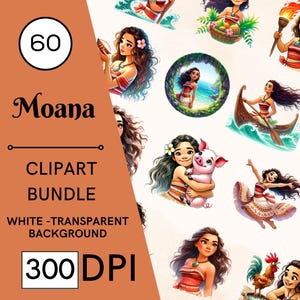 60 Moana Clipart Set - 300 DPI, High-Resolution, Transparent Background, Digital Download Perfect for DIY Gifts & Crafts