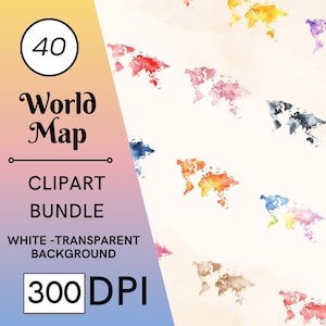 40 Aquarell Weltkarte Clipart, Reise Clipart, Hochzeitseinladung Clipart, Abenteuer erwartet, Kontinente Clipart, Weltreisekarten, PNG