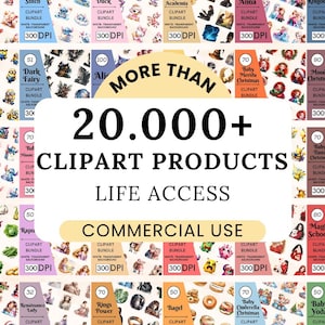 Watercolor Clipart Mega Bundle, Unlimited Shop Access, Commercial Use, PNG, JPG, PDF, Digital Download