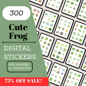 300 Cute Frog Digital Sticker Book for Goodnotes, Froggie Goodnotes Stickers, Digital Planning Precropped, Notes Stickers, Ipad Stickers