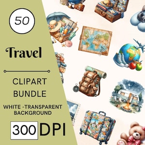 50 imágenes prediseñadas de viajes, vacaciones, aventuras, planificadores y destinos. Uso comercial. Descarga instantánea.