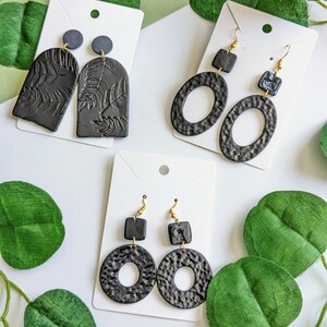 Shiny Black Earrings, Handmade