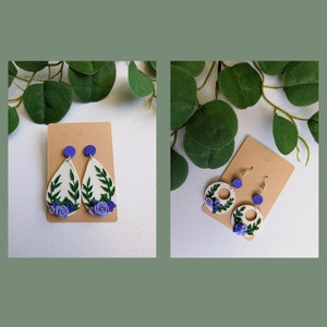 Purple Floral Earrings, Handmade