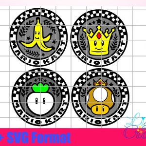 Emblemas da Copa do Grande Prêmio de Mario Kart 4 PNG + SVG Camadas e contornos coloridos