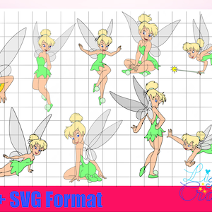 16 fée clochette PNG SVG fée clochette couleur et noir et blanc Peter Pan Pays imaginaire