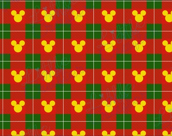 Red Green Xmas Tartan Christmas Pattern Mickey Head Digital File Square Wrap and Tumbler Wrap Mugs 20oz Tumbler Wrap PNG JPEG PDF