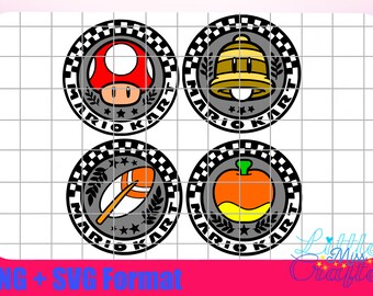 Mario Kart 4 Grand Prix Cup Emblems PNG + SVG Coloured layers and Outlines