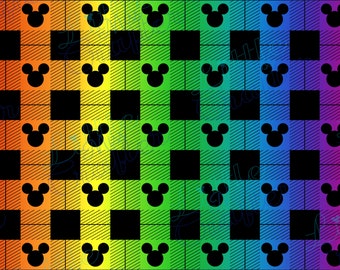 Rainbow Tartan Christmas Pattern Mickey Head Digital File Square Wrap and Tumbler Wrap Mugs 20oz Tumbler Wrap PNG JPEG PDF