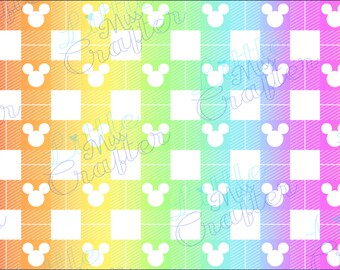 Pastel Rainbow Tartan Christmas Pattern Mickey Head Digital File Square Wrap and Tumbler Wrap Mugs 20oz Tumbler Wrap PNG JPEG PDF