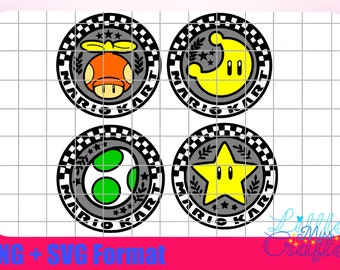 Mario Kart 4 Grand Prix Cup Emblems PNG + SVG Coloured layers and Outlines