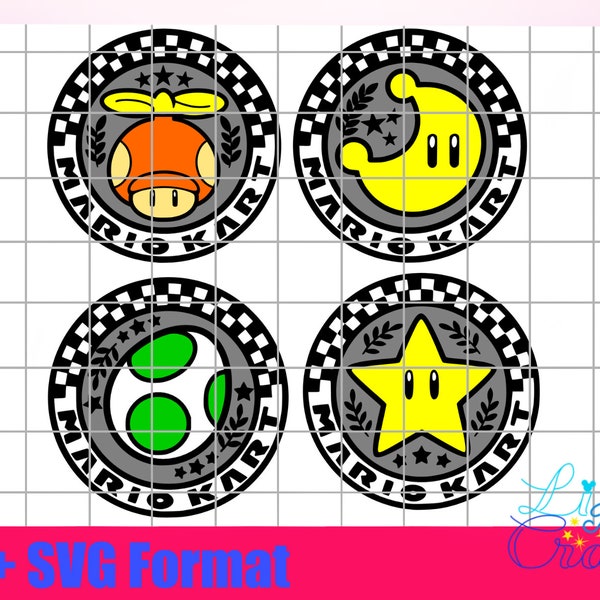 Mario Kart 4 Grand Prix Cup Emblems PNG + SVG Coloured layers and Outlines