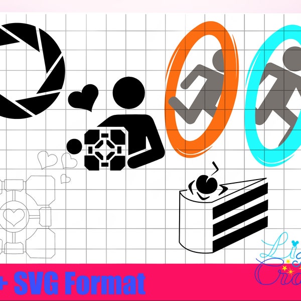 Portal Game PNG and SVG Digital Files including Companion Cube and Cake and Science logo